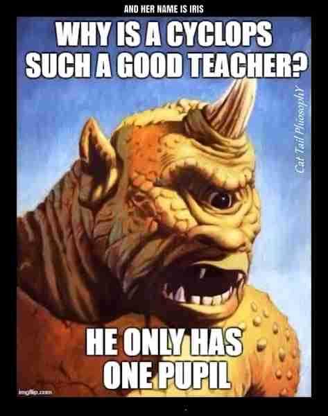 Cyclops is a good teacher cause they only have one pupil.