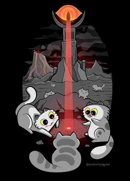 Cats are playing with the Eye of Sauron like a laser pointer.