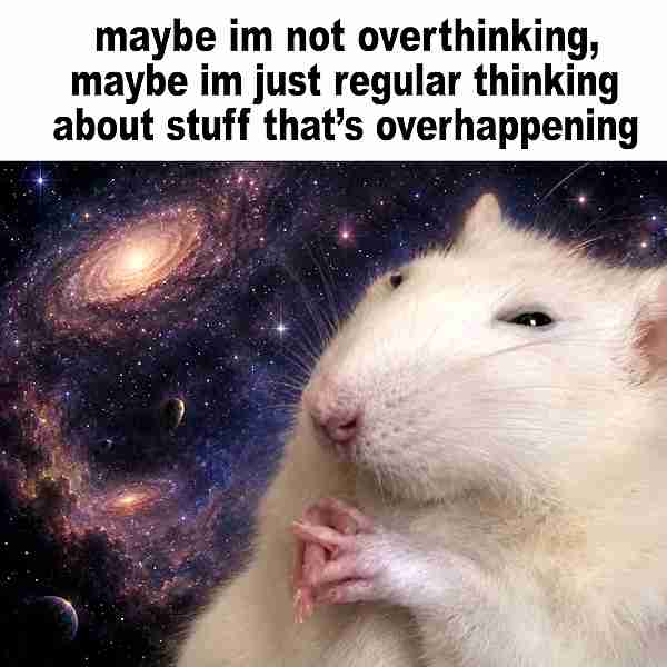Maybe I'm not overthinking; Maybe I'm just regular thinking, about stuff that's overhappening.