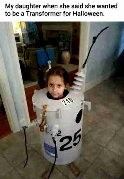 My daughter wanted to be a transformer for Halloween.