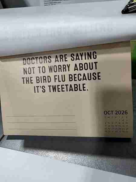 Doctors say not to worry about the bird flu as it is tweetable.